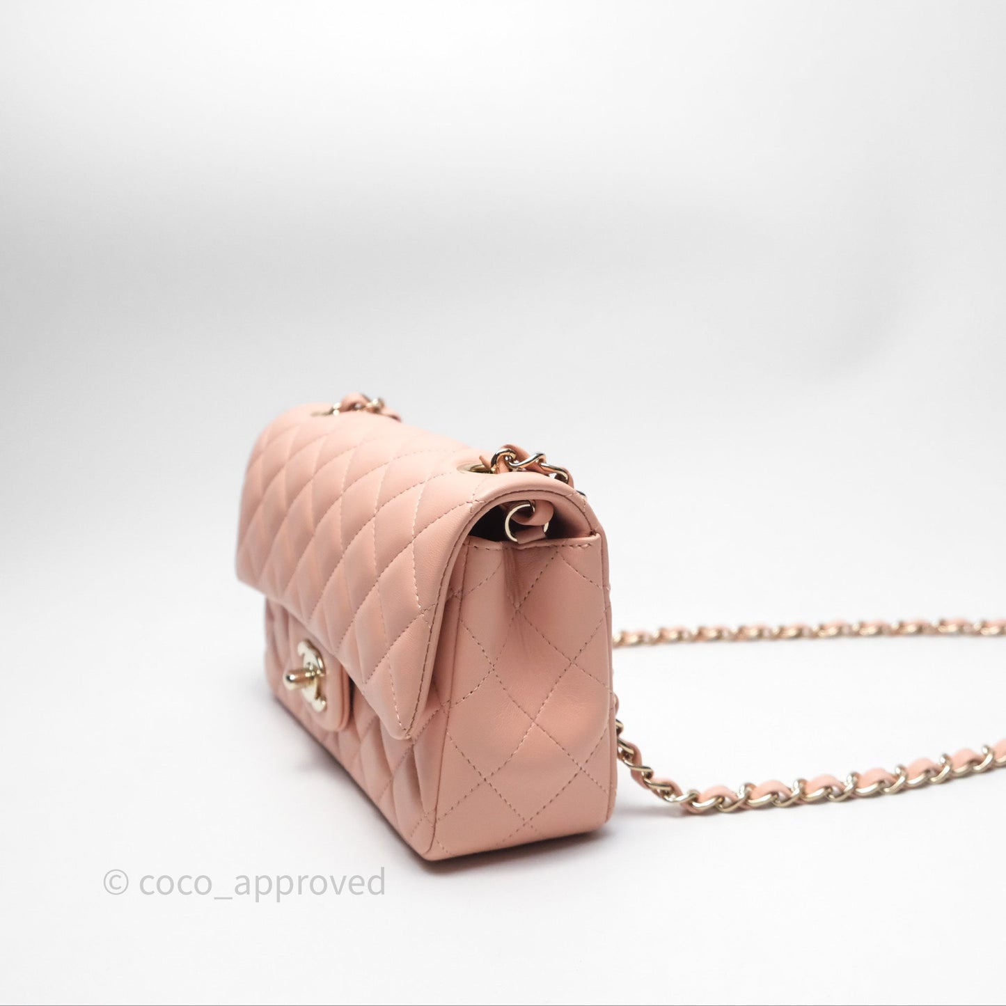 Chanel Quilted Mini Rectangular Flap Pink Lambskin Gold Hardware