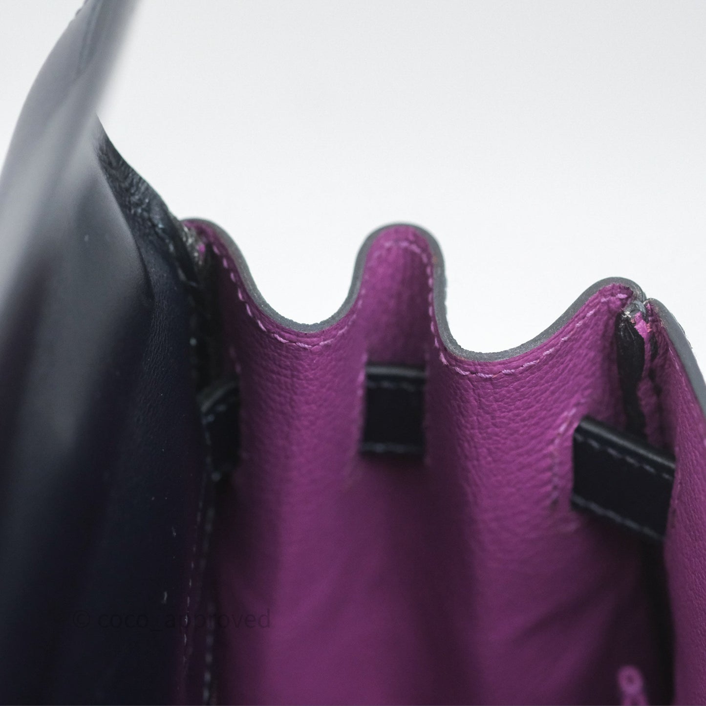 Hermès Vintage Kelly 32 Retourn Navy/Purple Box Leather Palladium Hardware