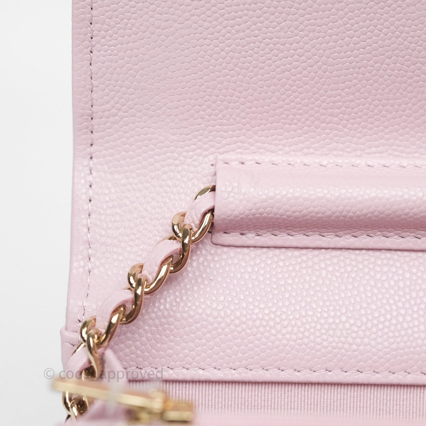 Chanel Classic Quilted Wallet On Chain WOC Pink Caviar Gold Hardware