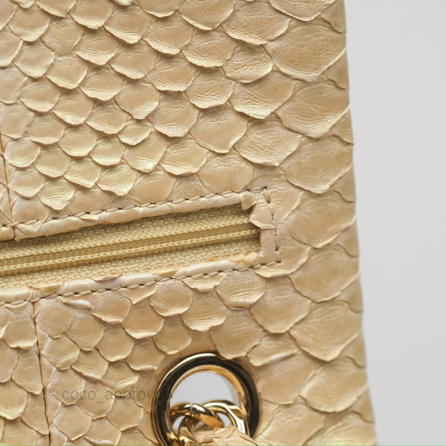 Chanel Jumbo Double Flap Iridescent Gold Python Gold Hardware⁣⁣