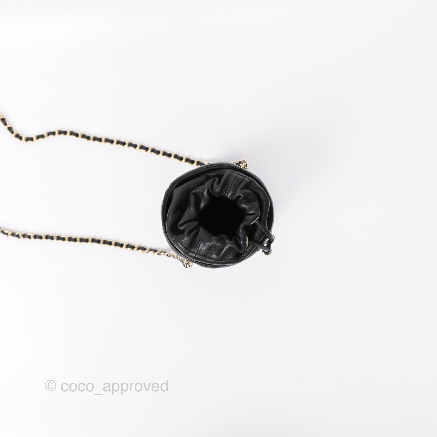 Chanel Small Bucket With Chain Black Lambskin Gold Hardware 21A
