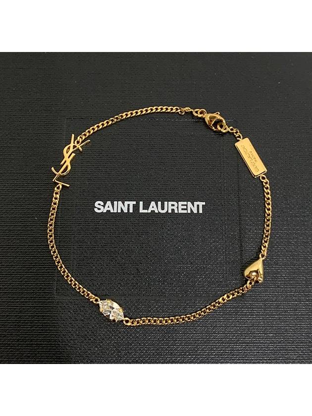 Luxury Saint Laurent Opyum Heart Chain Bracelet Gold