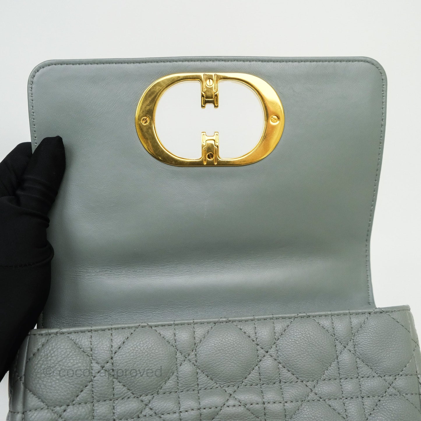 Dior Small Caro Bag Grey Supple Cannage Calfskin