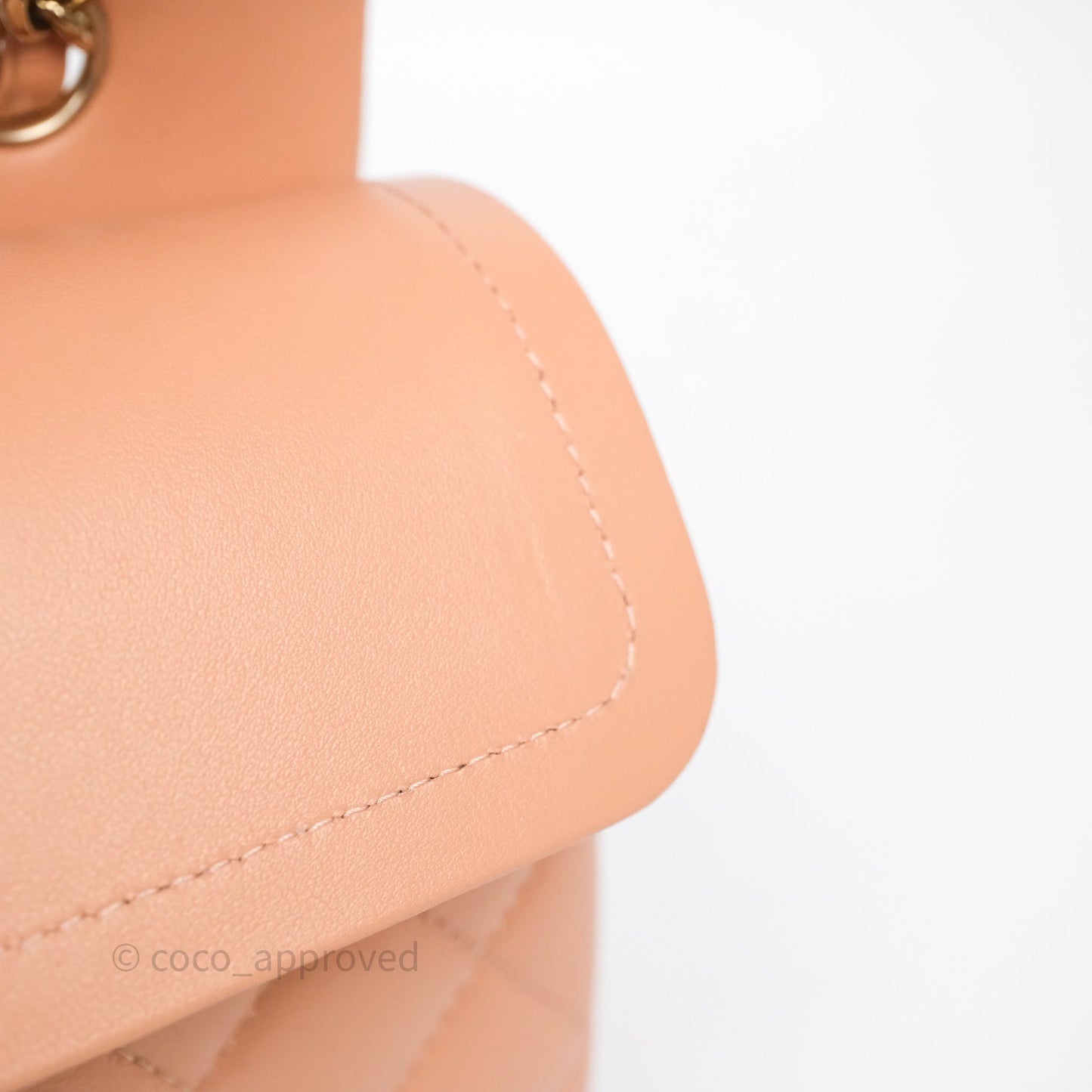 Chanel Small Classic Flap Quilted Dark Peach Beige Lambskin Gold Hardware