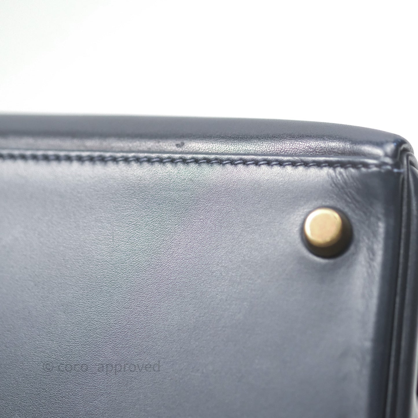 Hermès Vintage Kelly 28 Retourn Navy Box Leather Gold Hardware
