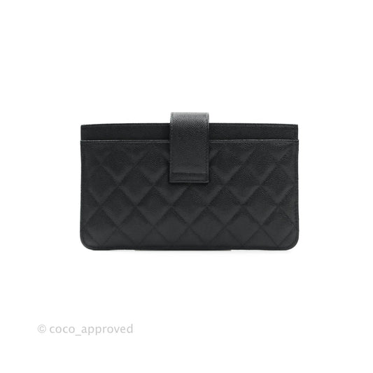 Chanel Classic Wallet Pouch Caviar Black Gold Hardware