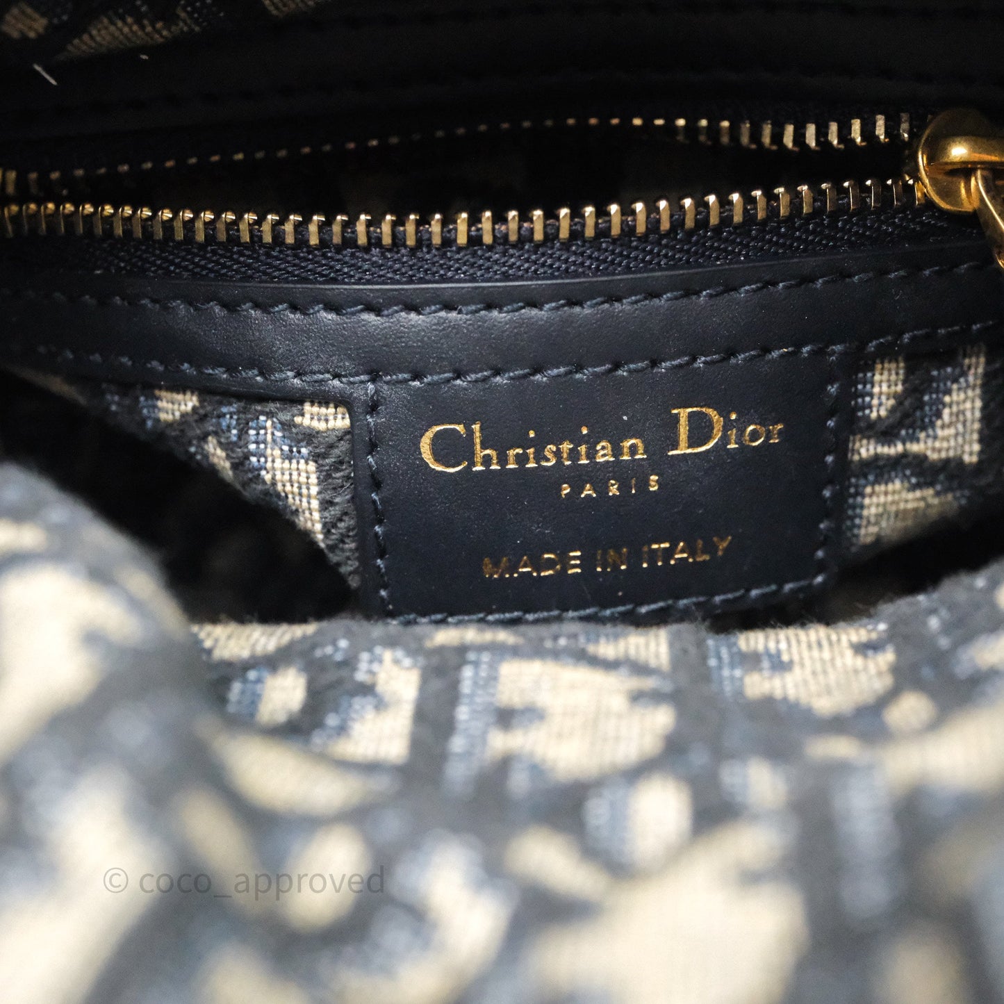 Christian Dior Mini Lady Dior Natural Rattan and Blue Dior Oblique Jacquard