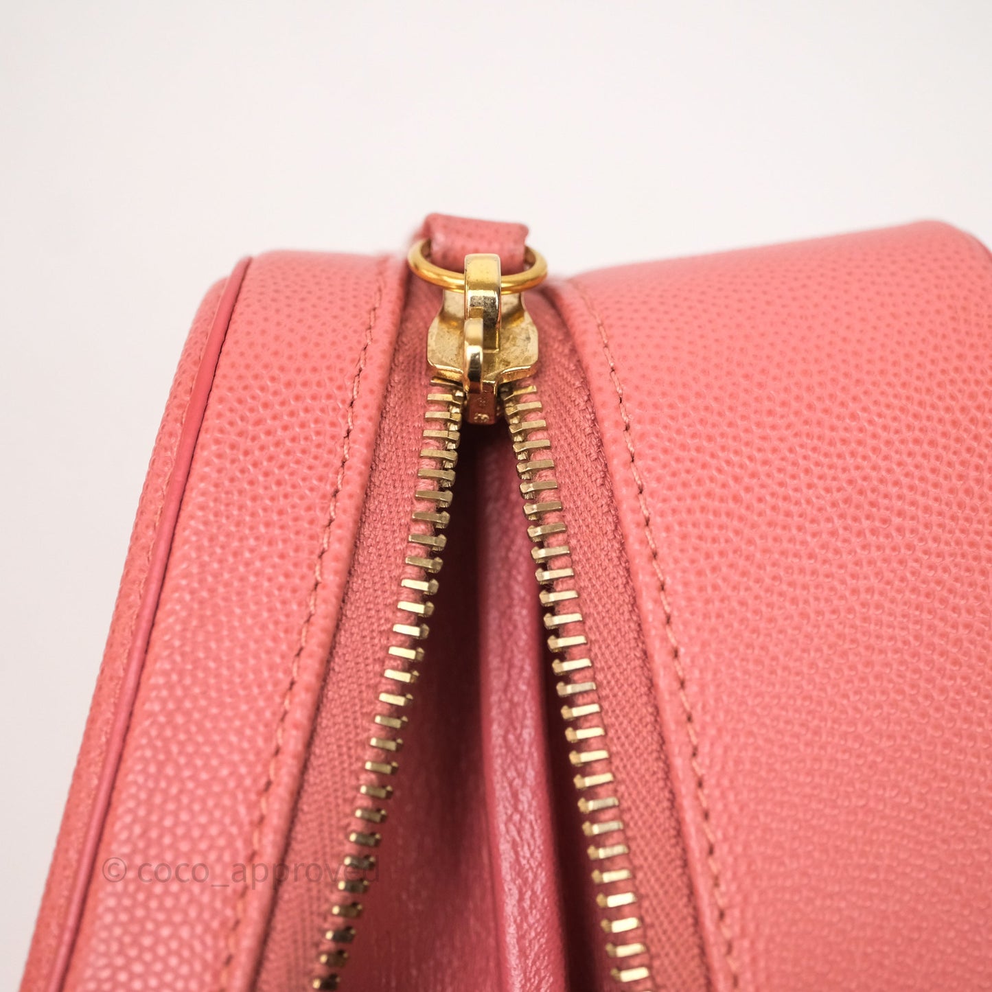 Chanel Medium CC Filigree Vanity Case Quilted Pink Caviar Aged Gold Hardware