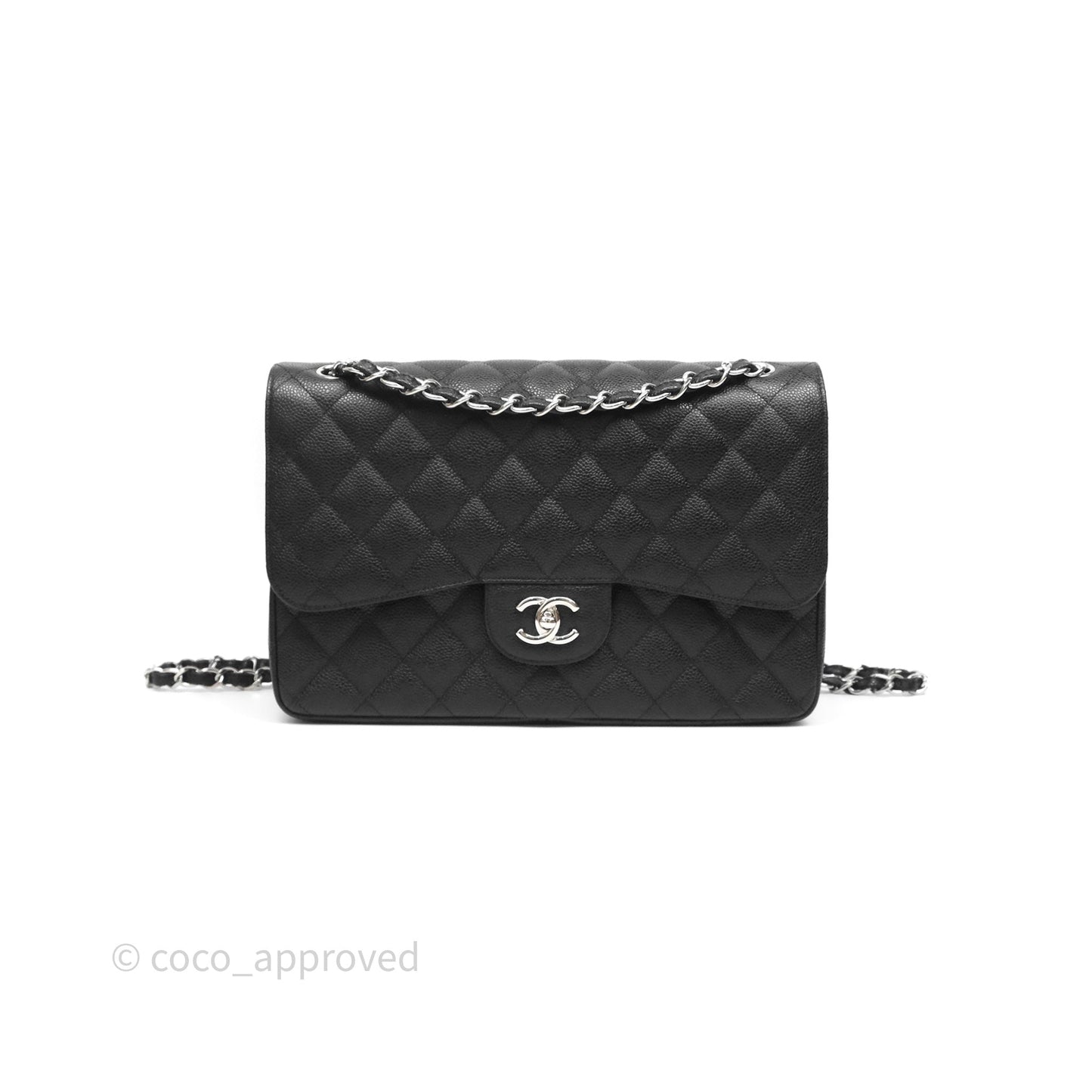 Chanel Jumbo Double Flap Black Caviar Silver Hardware⁣⁣