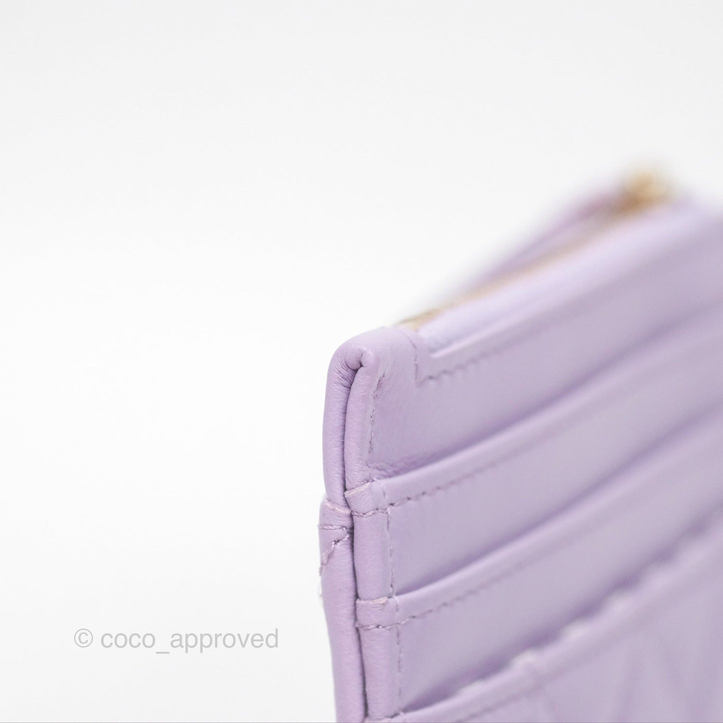 Chanel Pearl CC Zipped Card Holder Lilac Lambskin Gold Hardware 24P
