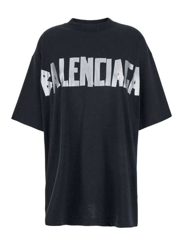 Luxury Balenciaga Tape Type Short Sleeve T-Shirt Black
