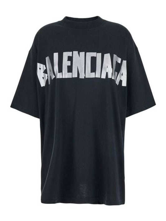 Luxury Balenciaga Tape Type Short Sleeve T-Shirt Black