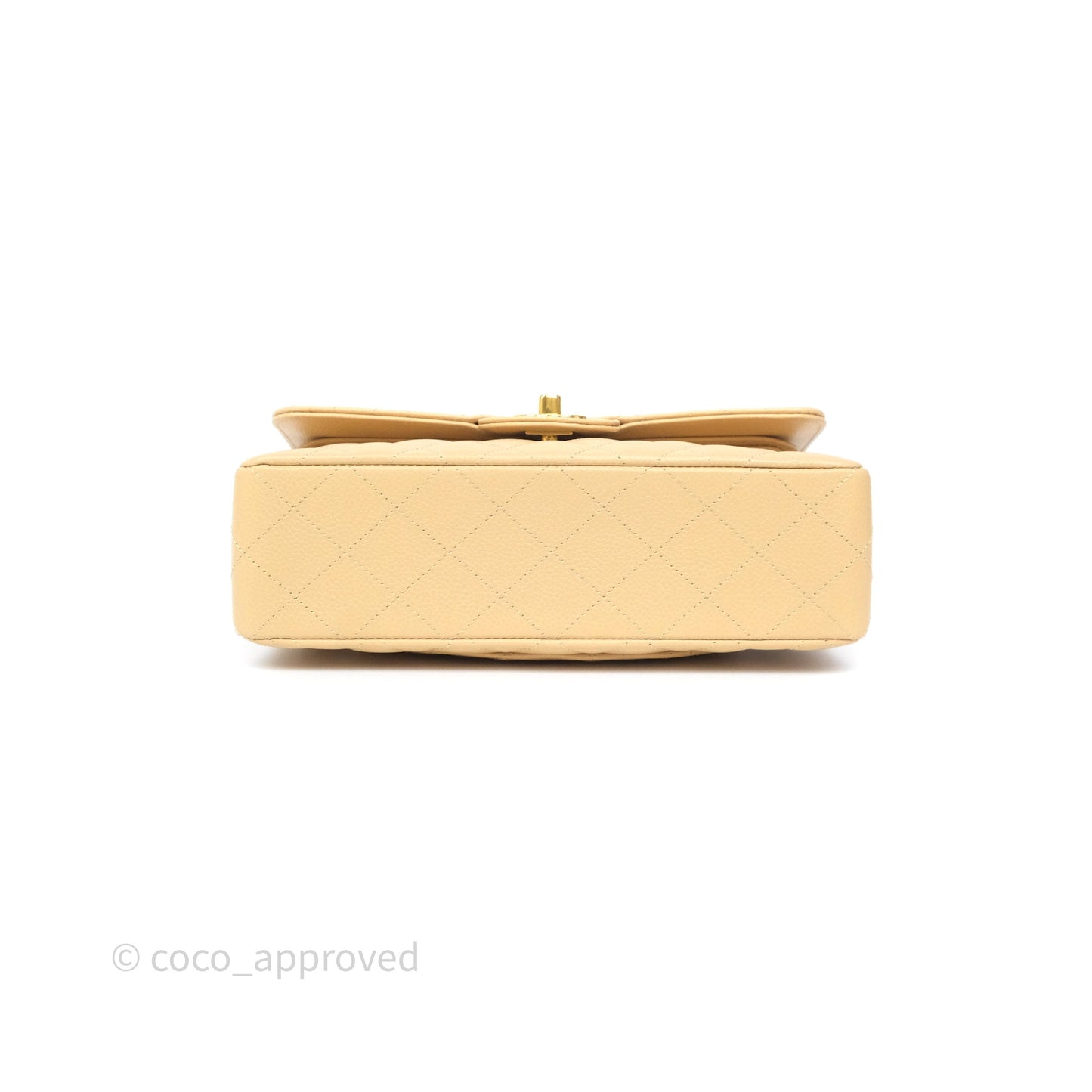 Chanel Small Classic Flap Quilted Beige Caviar Gold Hardware