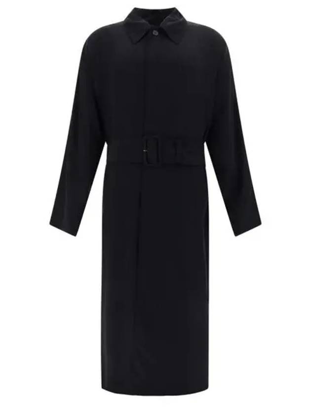 Luxury Balenciaga Belted Maxi Trench Coat Black