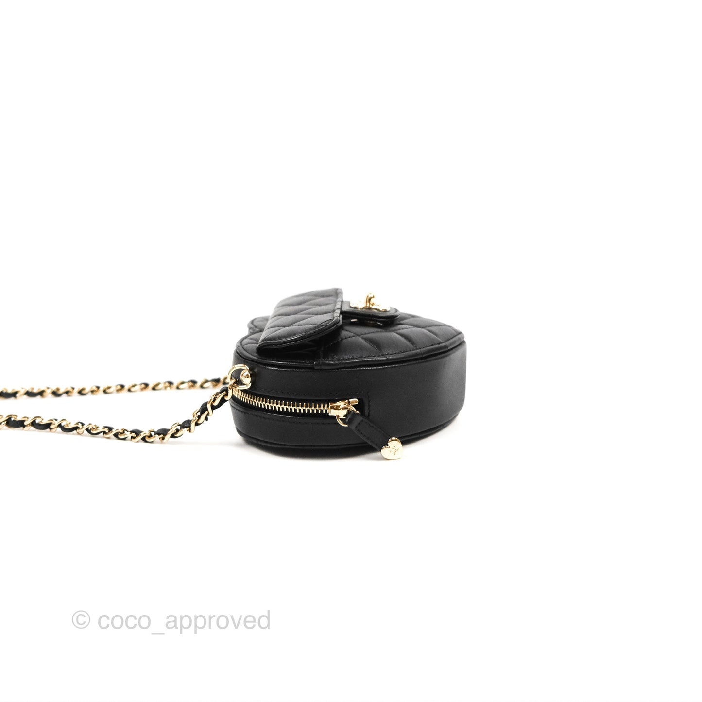 Chanel Small Heart Bag Black Lambskin Gold Hardware 22S