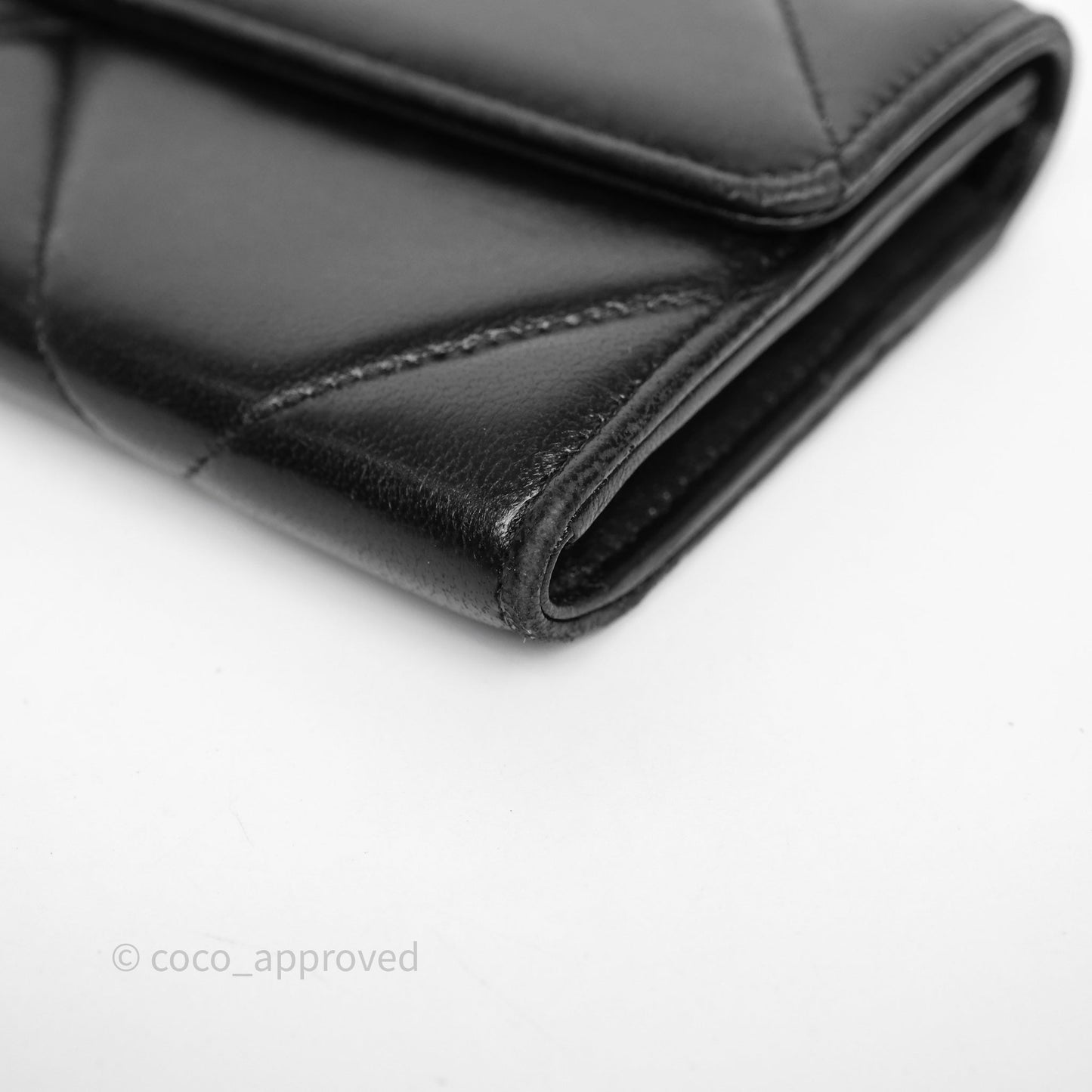 Chanel Quilted 19 Flap Long Wallet Black Lambskin Aged Gold Hardware