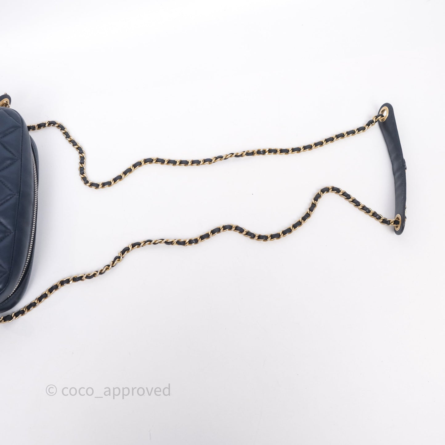 Chanel CC Camera Bag Quilted Navy Lambskin Aged Gold Hardware
