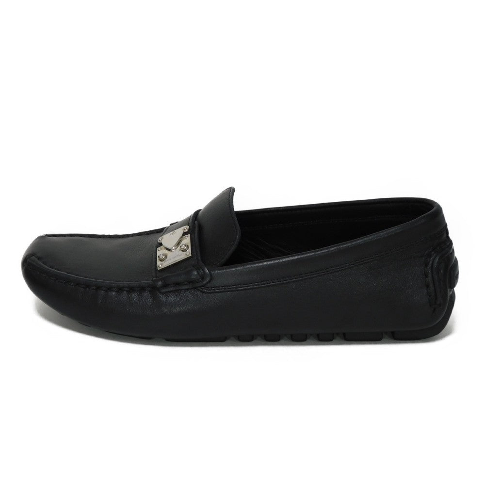 LOUIS VUITTON loafers Calf leather Noir logo S-lock Driving shoes 35 1/2