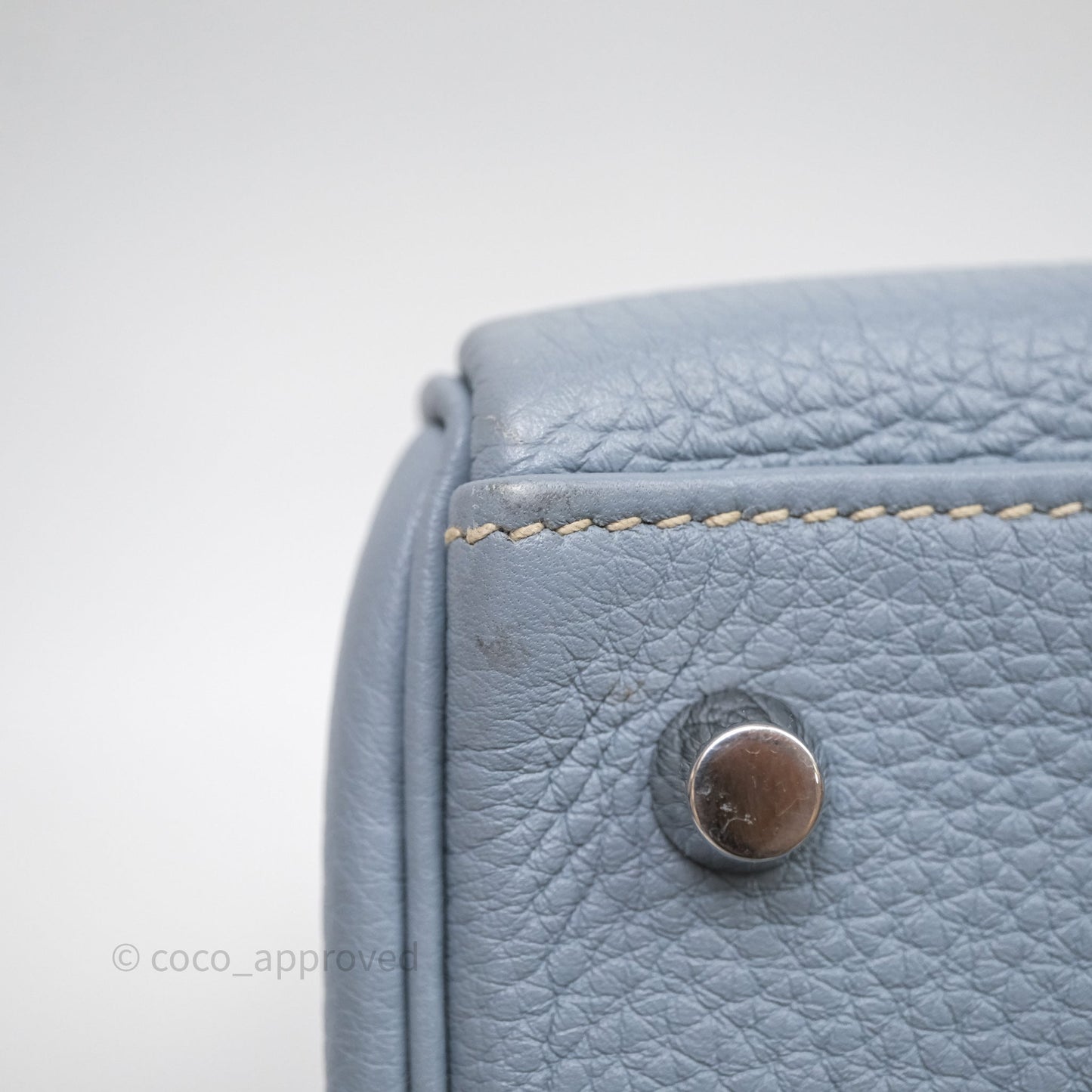 Hermès Kelly 28 Bleu Lin J7 Togo Palladium Hardware
