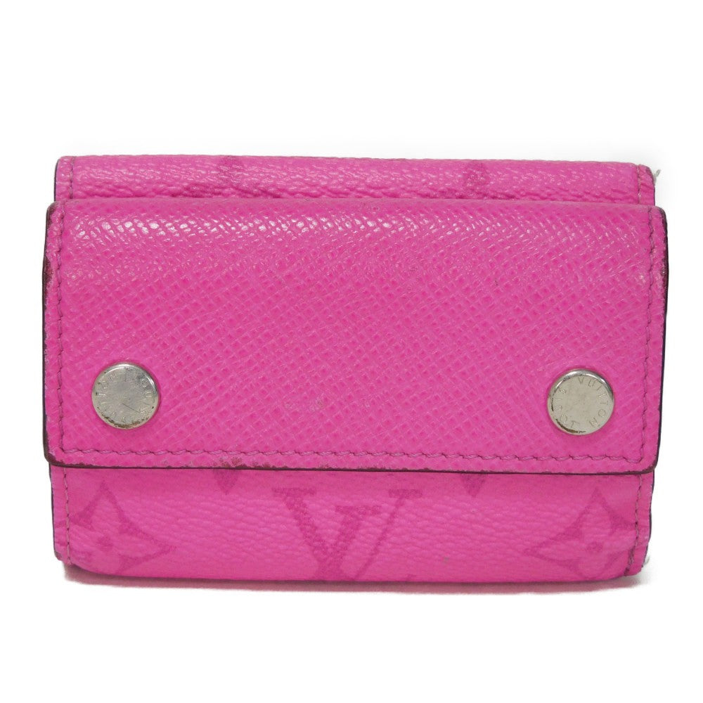 LOUIS VUITTON Tri-fold wallet M30773 Taiga leather x monogram canvas x smooth leather Rose Taiga Lama Monogram Discovery Compact Wallet