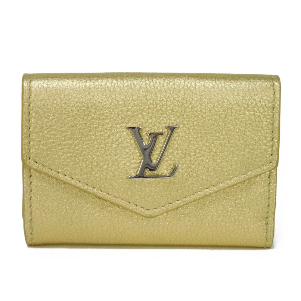 LOUIS VUITTON Tri-fold wallet M69059 Grain calf leather (embossed) gold LV logo Portefeuille Rock Mini