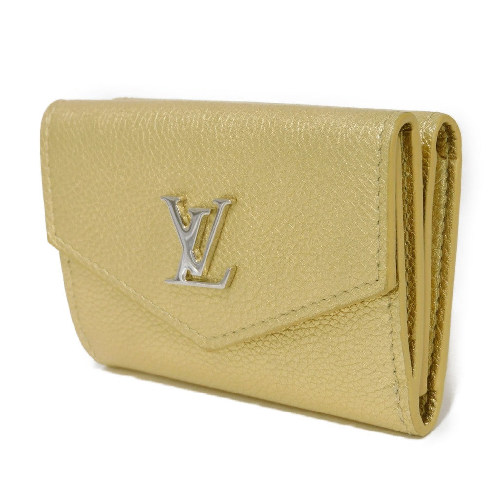 LOUIS VUITTON Tri-fold wallet M69059 Grain calf leather (embossed) gold LV logo Portefeuille Rock Mini