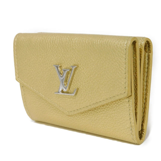 LOUIS VUITTON Tri-fold wallet M69059 Grain calf leather (embossed) gold LV logo Portefeuille Rock Mini