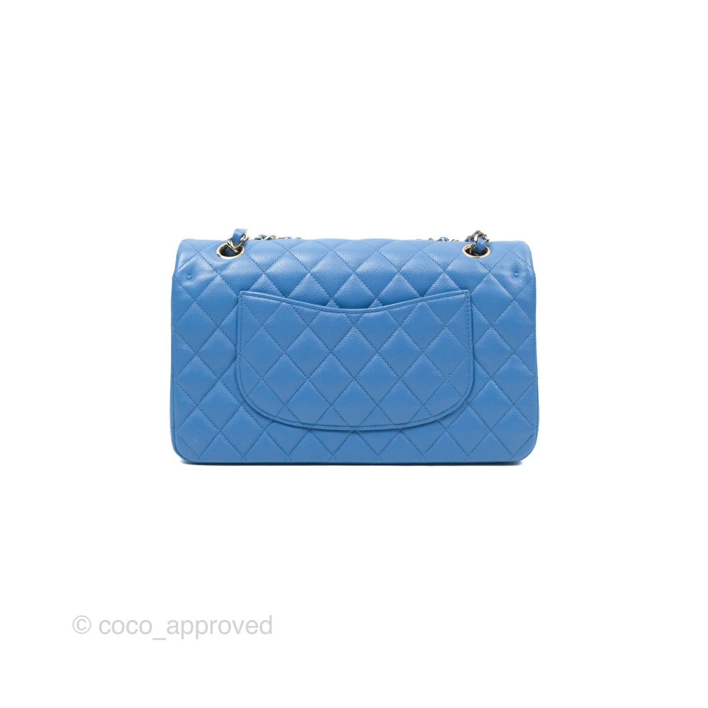 Chanel Classic M/L Medium Flap Quilted Blue Caviar Gold Hardware