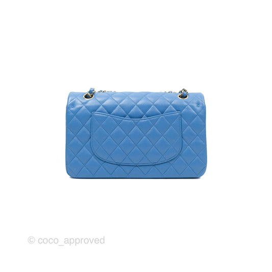 Chanel Classic M/L Medium Flap Quilted Blue Caviar Gold Hardware