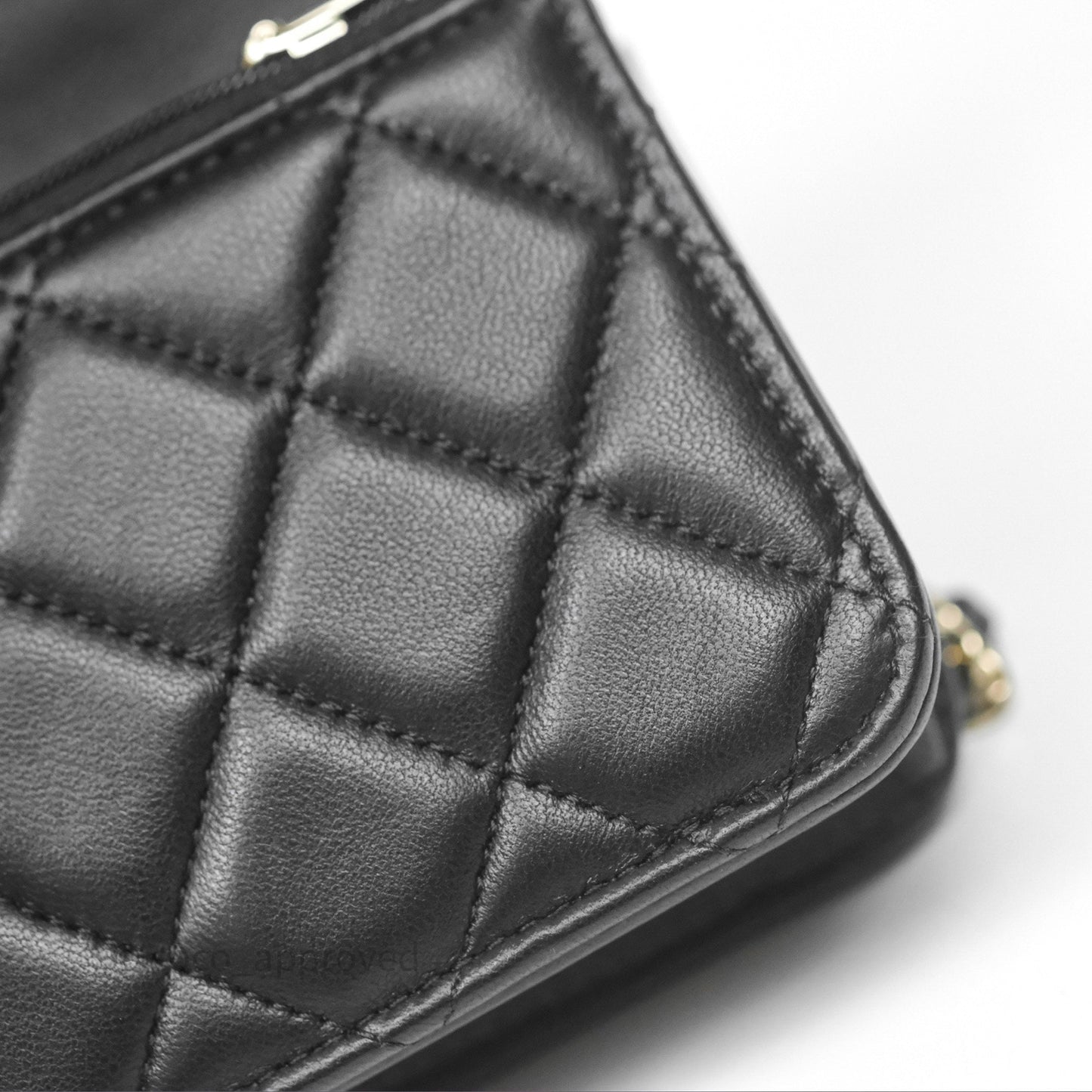 Chanel Camellia Handle Mini WOC Phone Holder with Chain Black Lambskin 23K