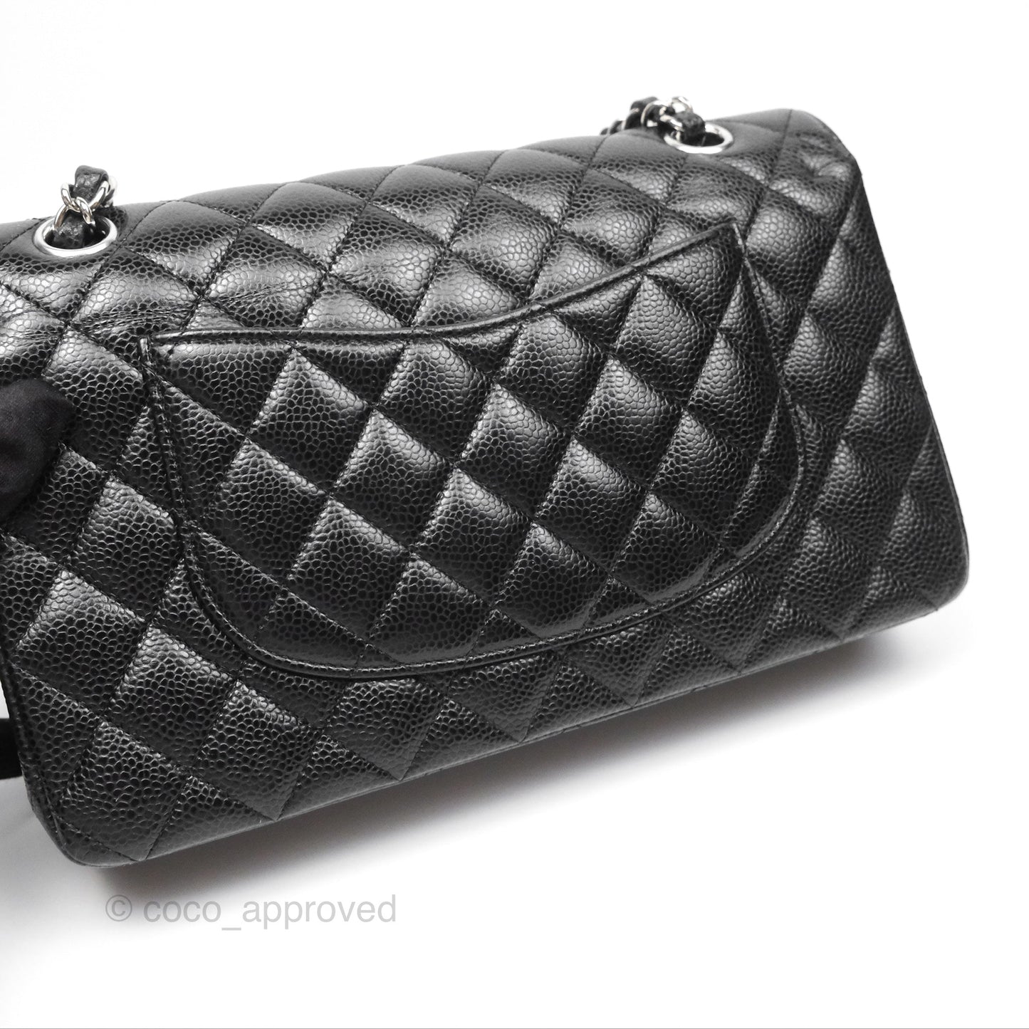 Chanel Classic M/L Medium Flap Quilted Black Caviar Silver Hardware