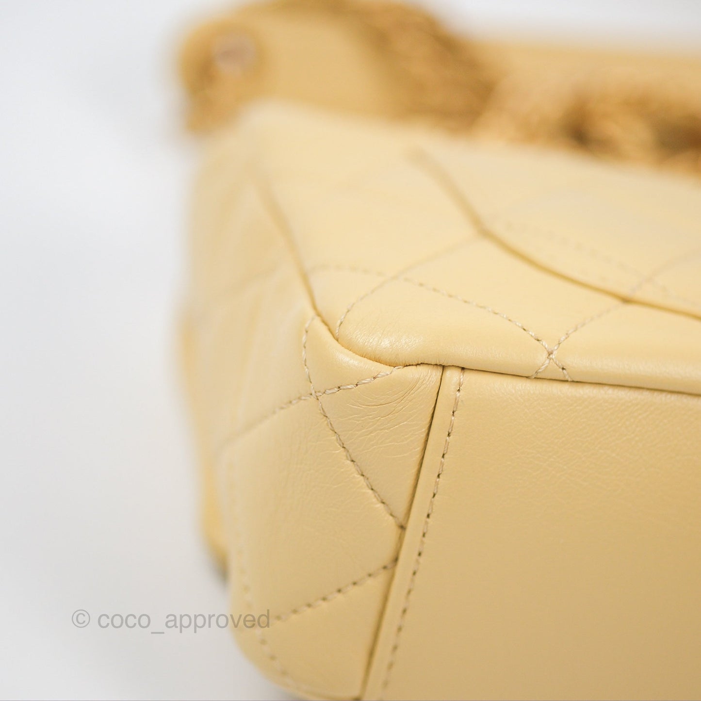 Chanel Small Flap Bag with Chain Strap Yellow Lambskin Aged Gold Hardware