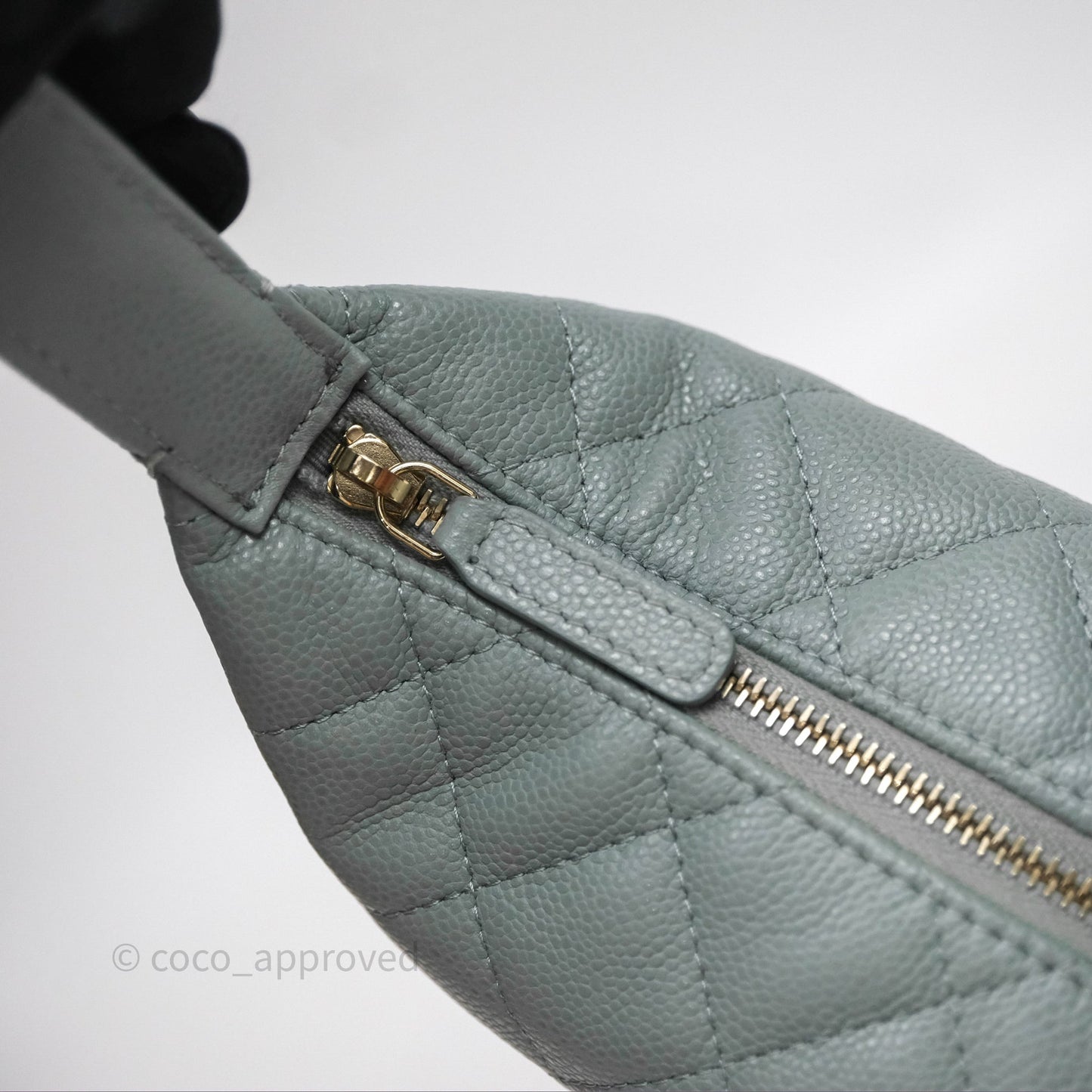 Chanel Hobo With Chain Quilted Tiffany Green Grey Caviar Gold Hardware