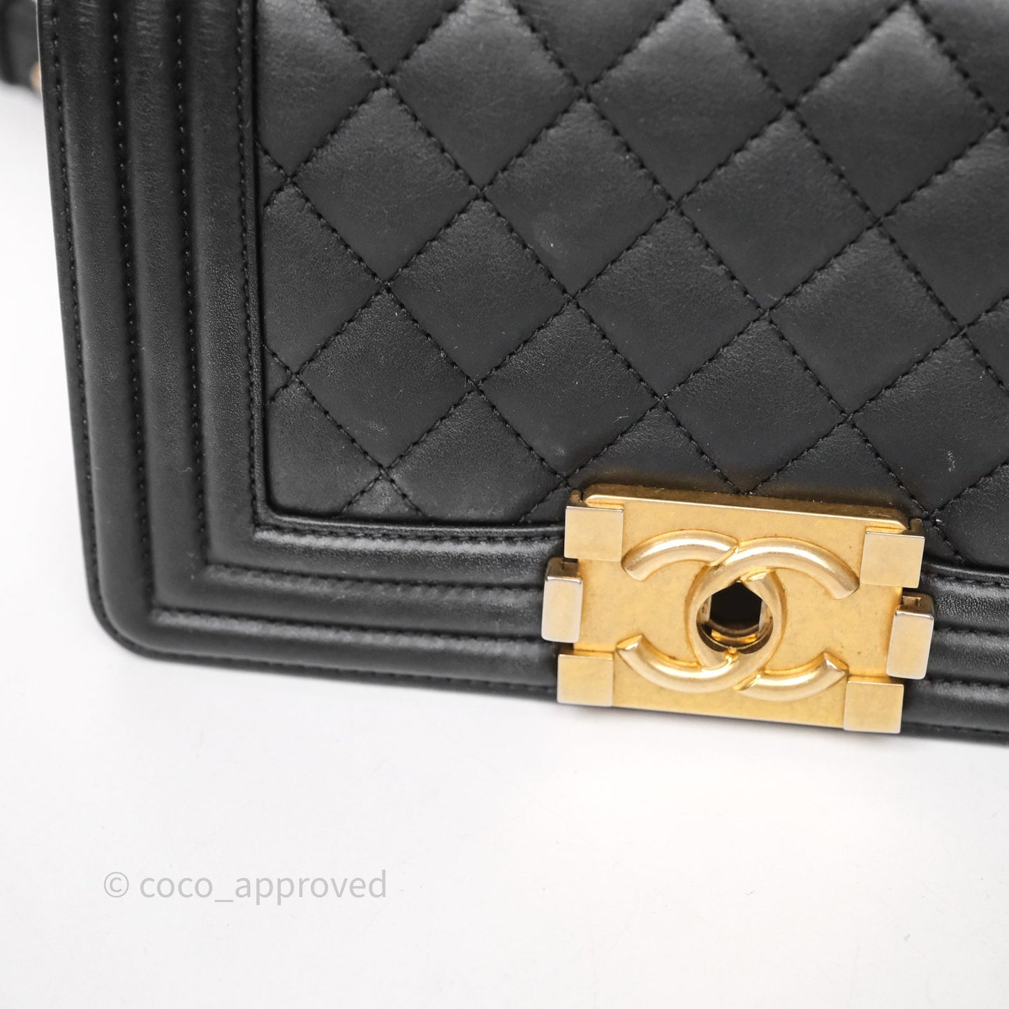 Chanel Small Boy Black Lambskin Aged Gold Hardware