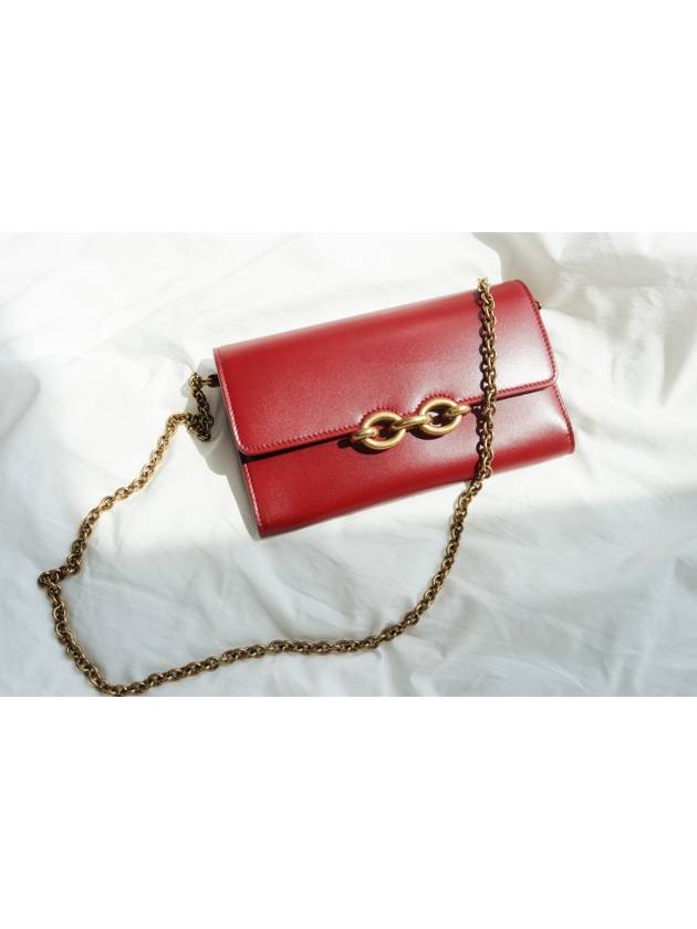 Luxury Saint Laurent Le Maillon Chain Long Wallet Red
