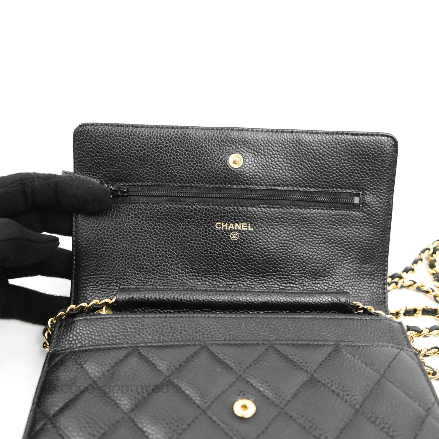 Chanel Quilted Classic WOC Black Caviar Gold Hardware