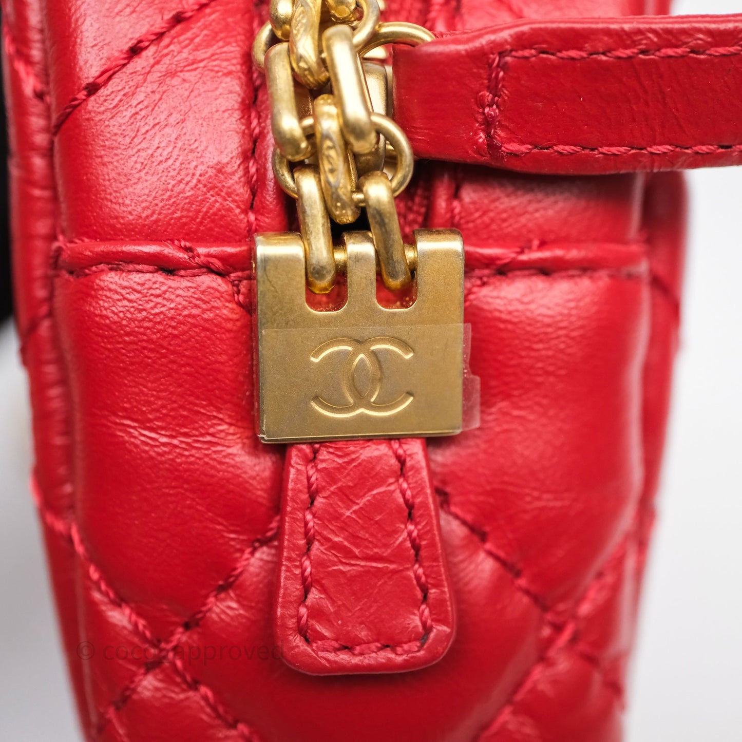 Chanel Quilted Mini Reissue Camera Case Red Aged Calfskin Aged Gold Hardware
