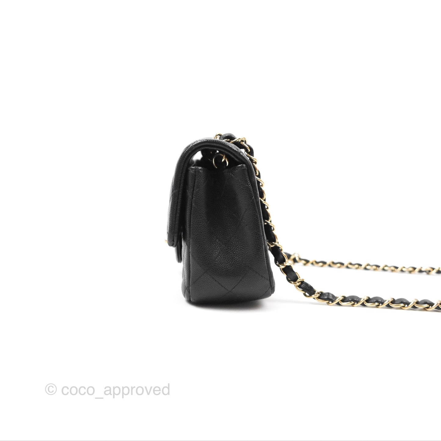 Chanel Quilted Mini Rectangular Black Caviar Gold Hardware 17B