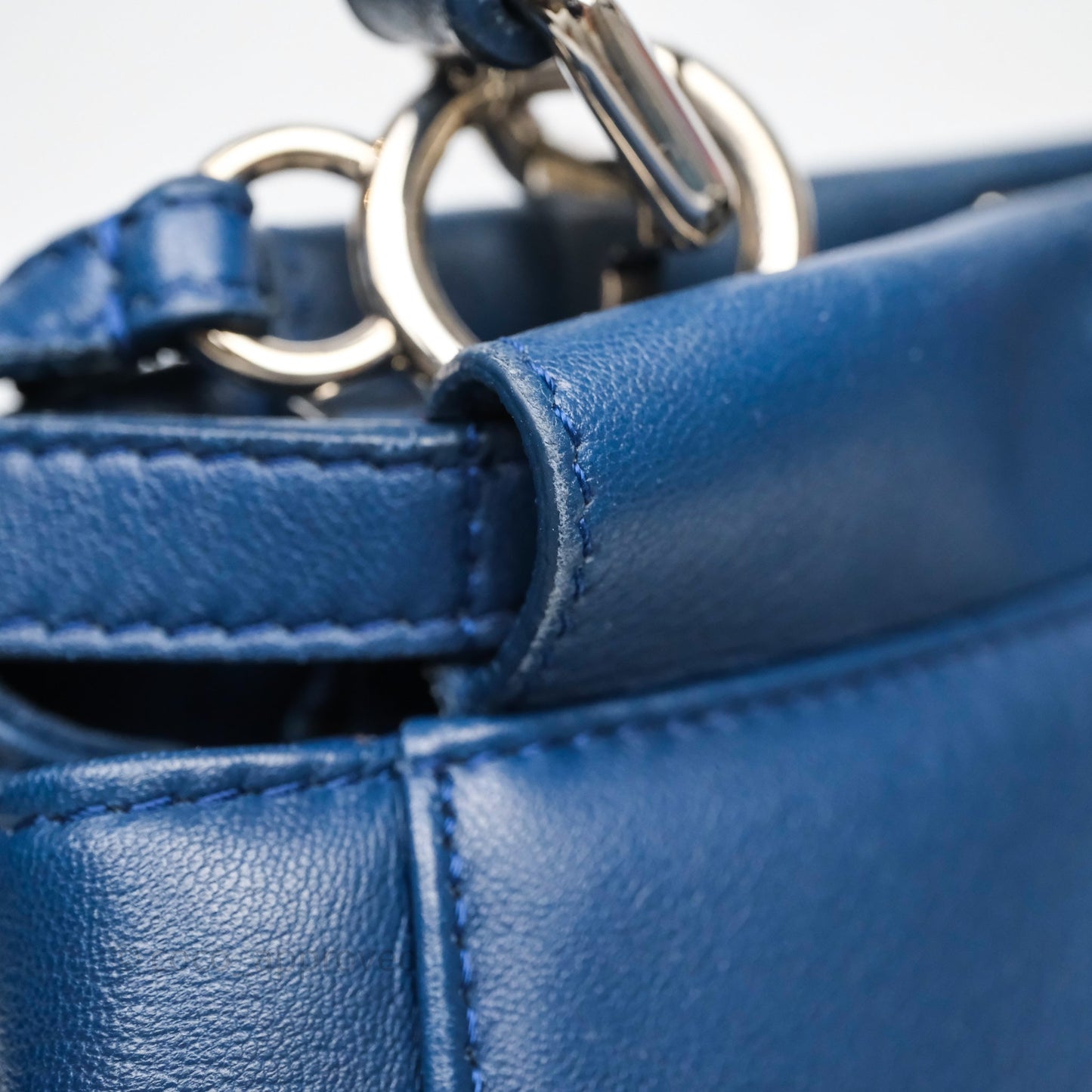 Fendi Nappa Mini Peekaboo Bag Blue Silver Hardware