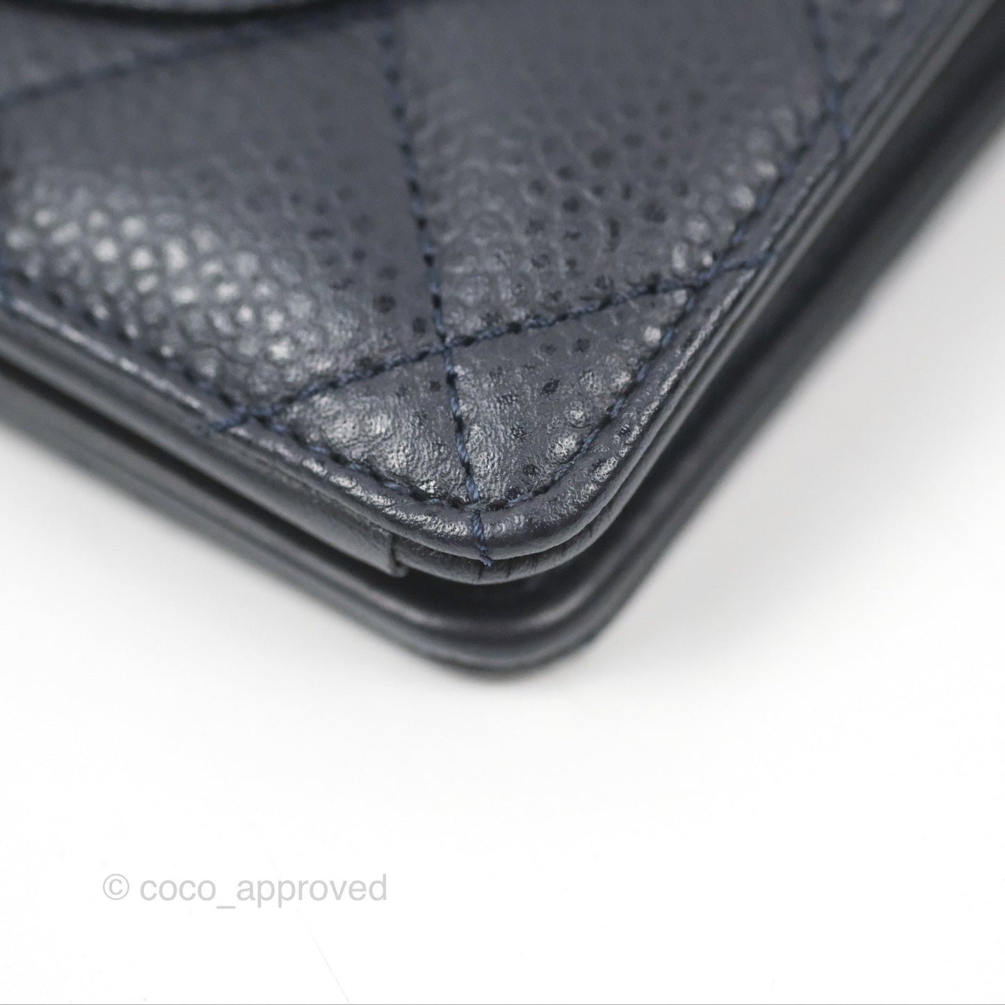 Chanel Classic Quilted Long Wallet Navy Caviar Silver Hardware