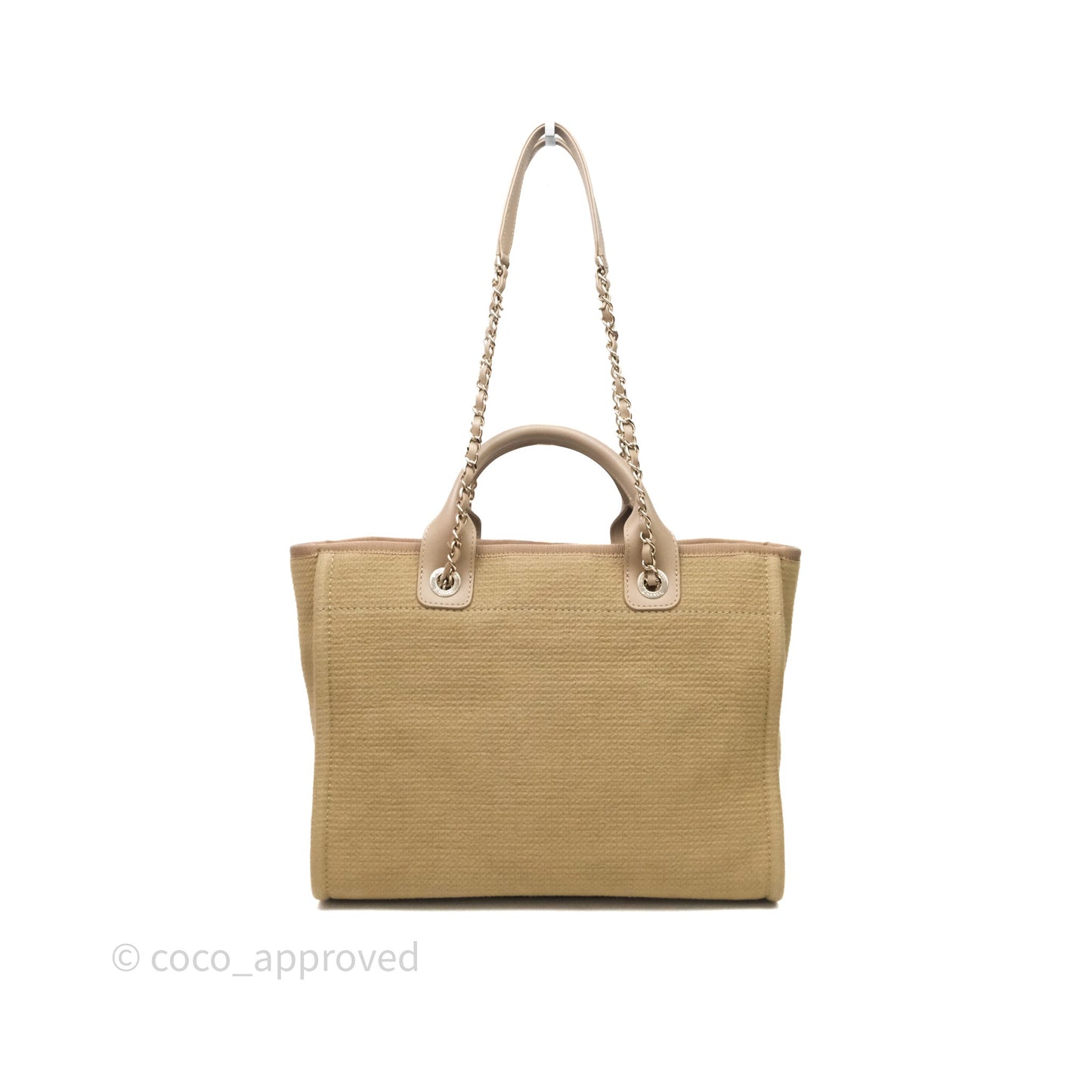 Chanel New Small Canvas Deauville Tote Beige Silver Hardware