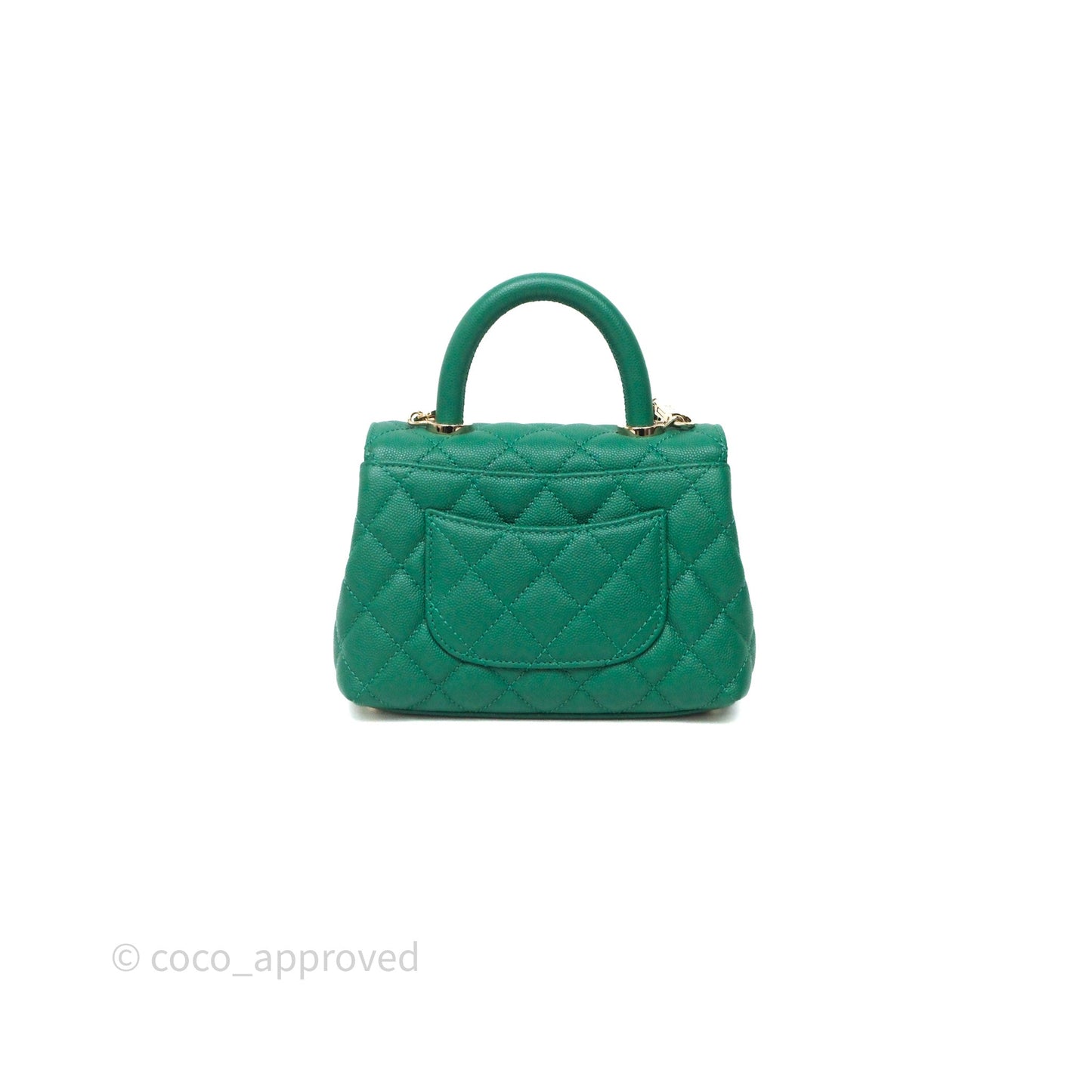 Chanel Mini Coco Handle Quilted Green Caviar Gold Hardware