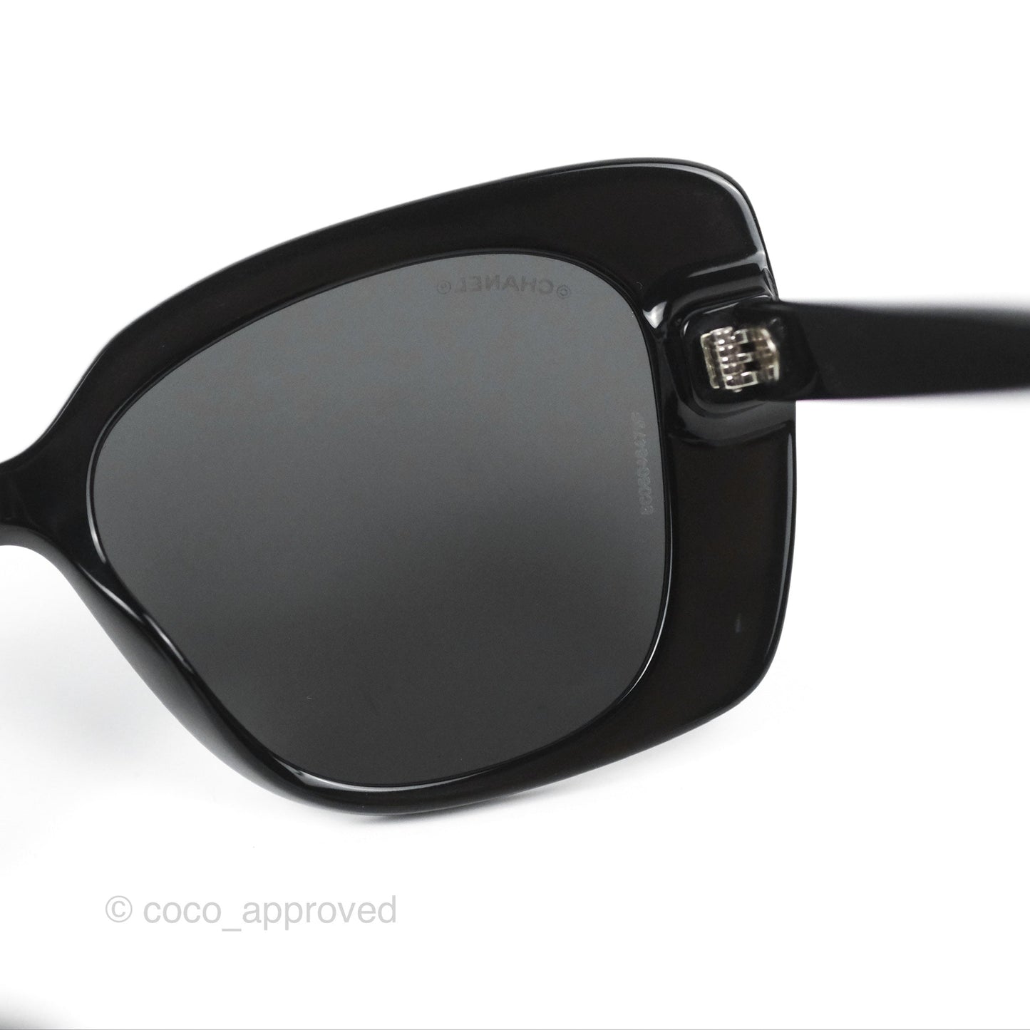 Chanel Acetate Strass Square Polarized Sunglasses Black/White