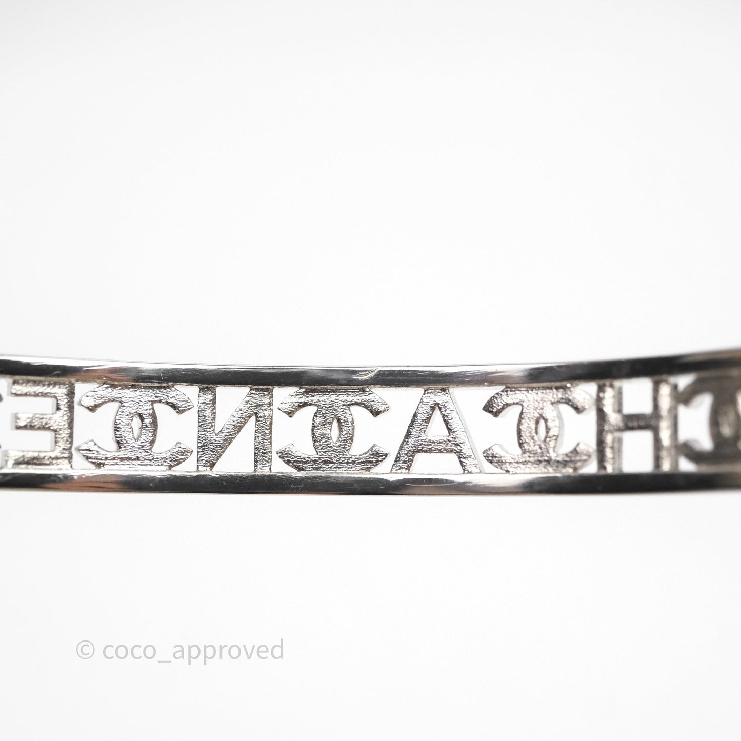 Chanel Crystal Logo Silver Chain Choker 22A