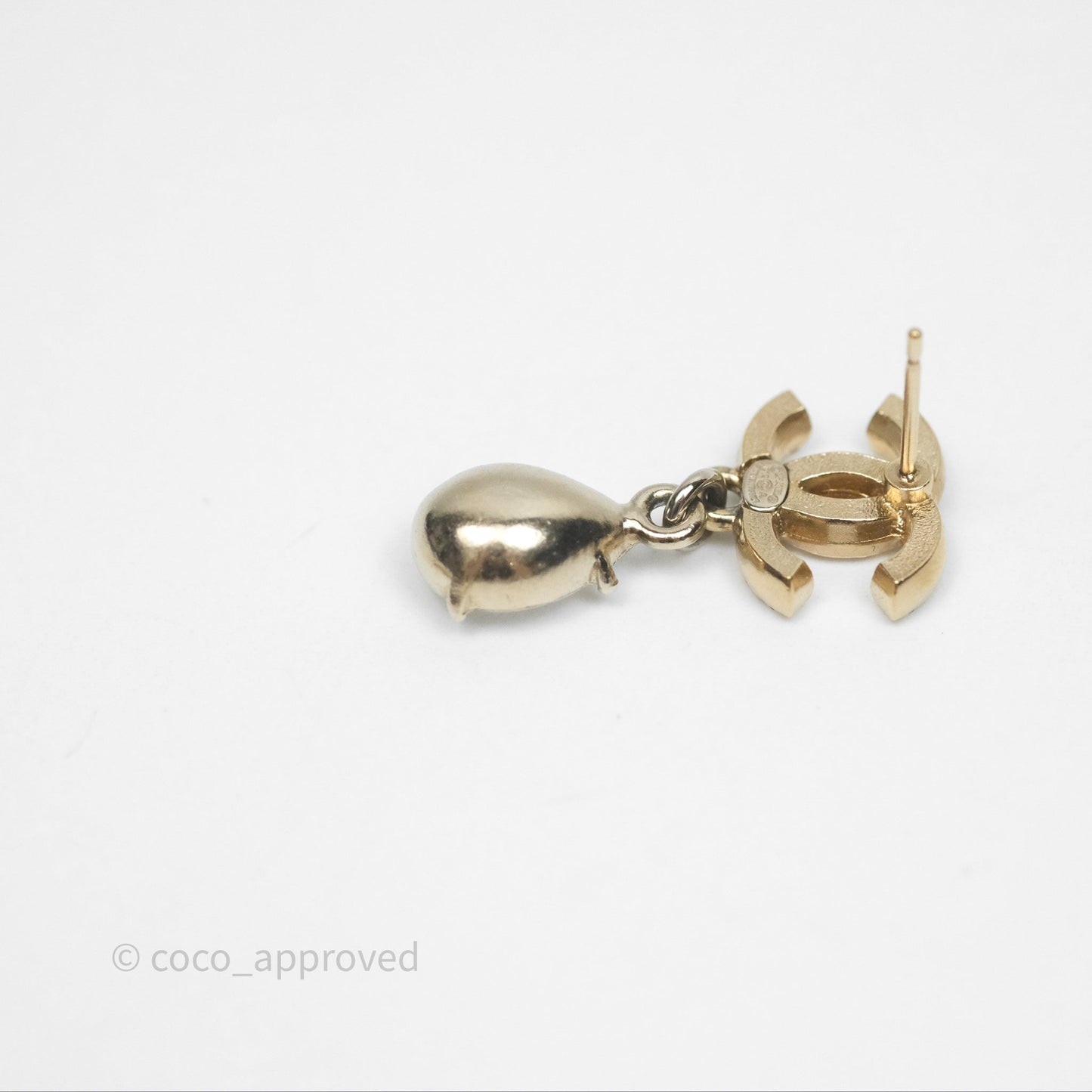 Chanel Crystal CC Drop Earrings Gold Tone 19A