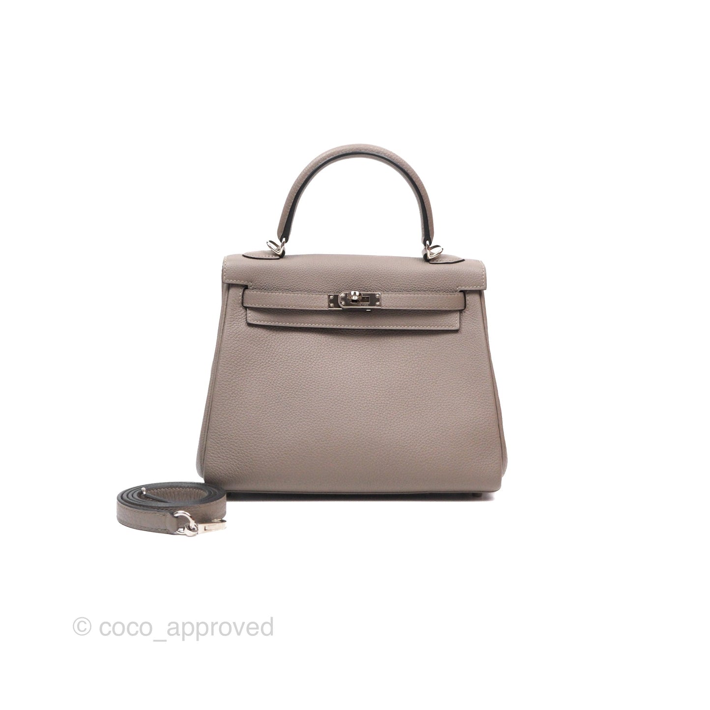 Hermès Retourne Kelly 25 Gris Asphalte M8 Togo Palladium Hardware