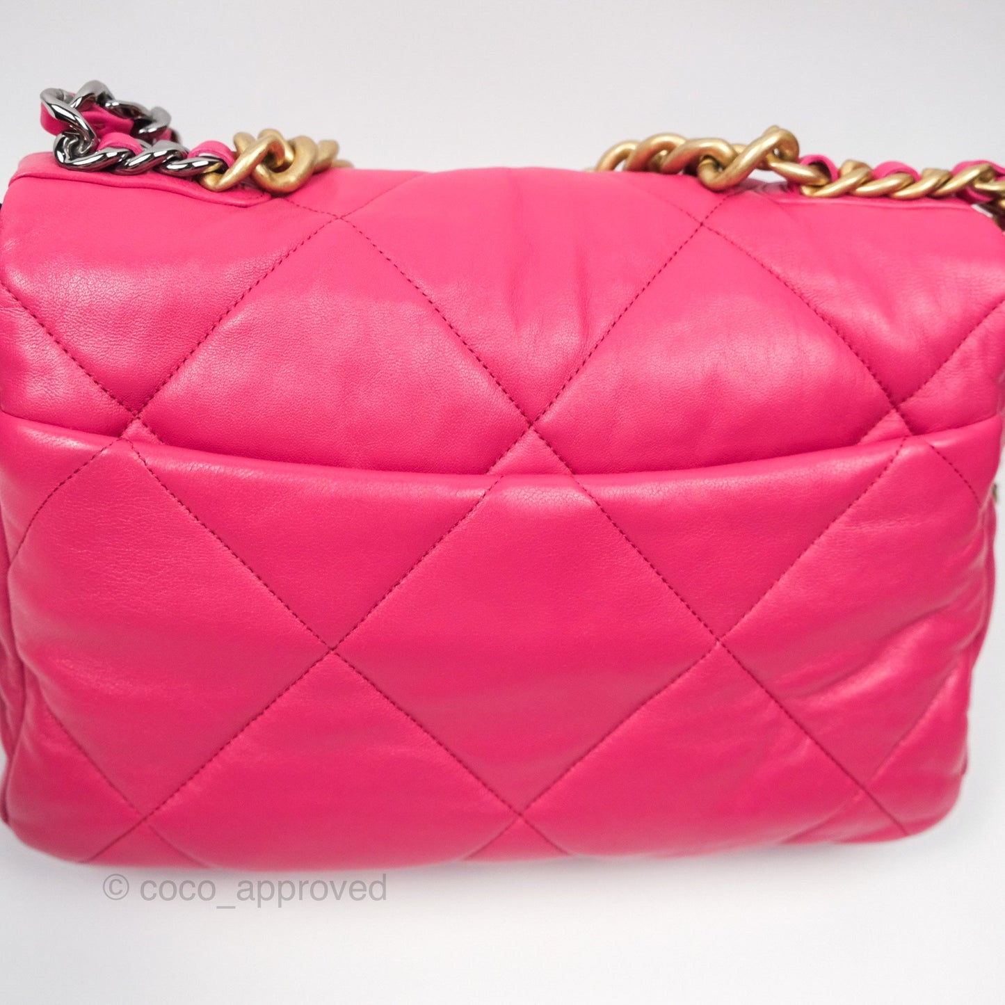Chanel 19 Large (Medium) Dark Pink Goatskin Mixed Hardware