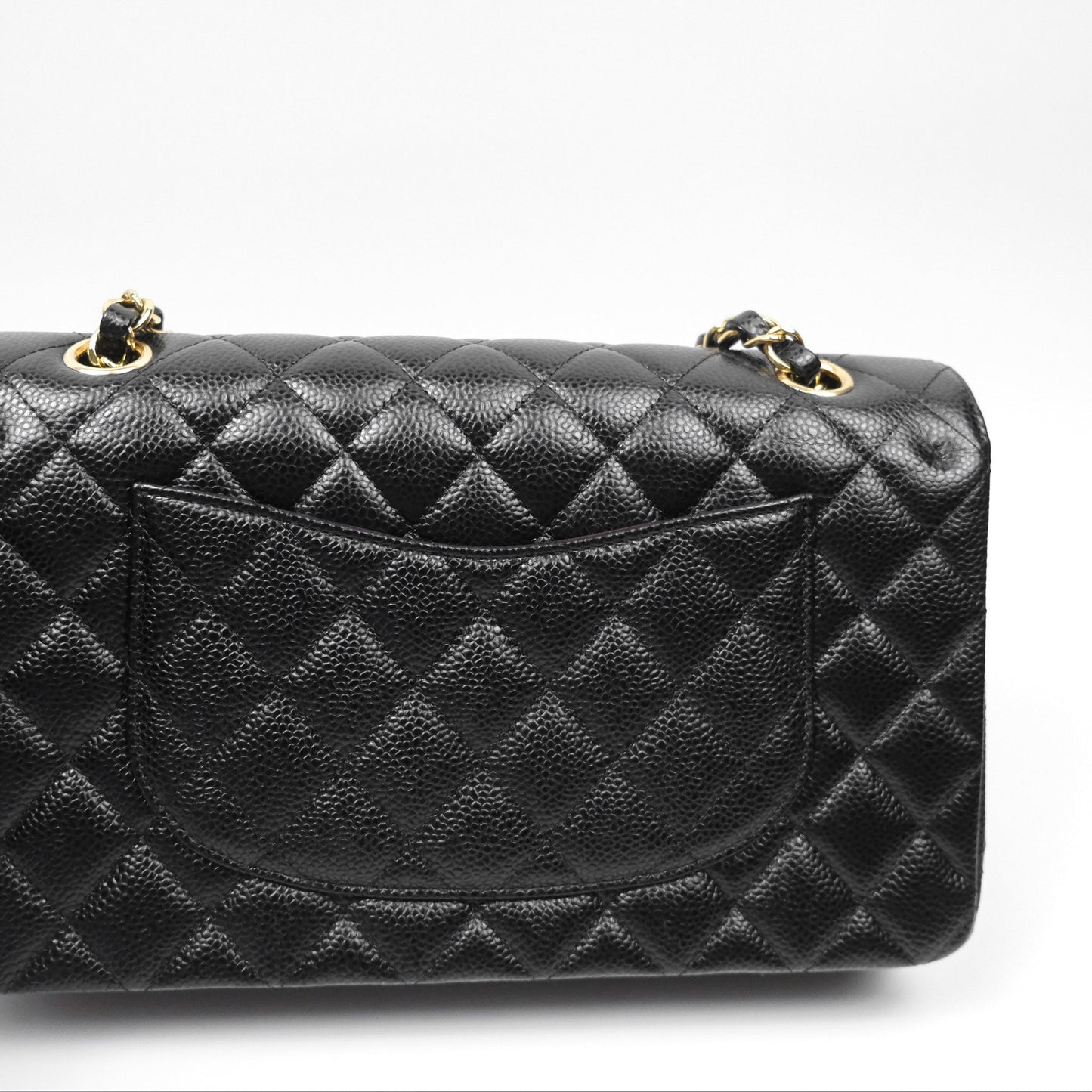 Chanel Classic M/L Medium Flap Quilted Black Caviar Gold Hardware