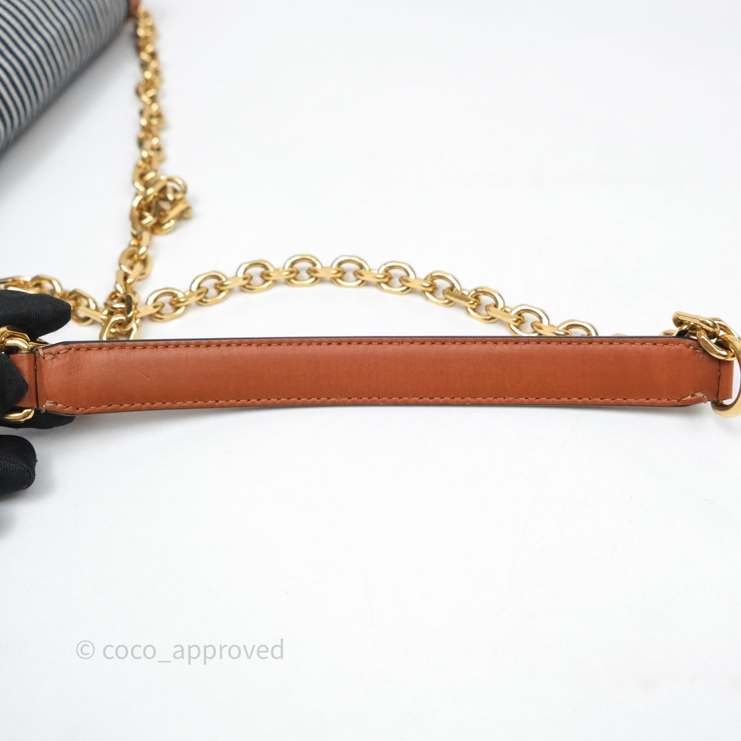 Celine Medium Chain Maillon Triomphe Canvas Tan Calfskin
