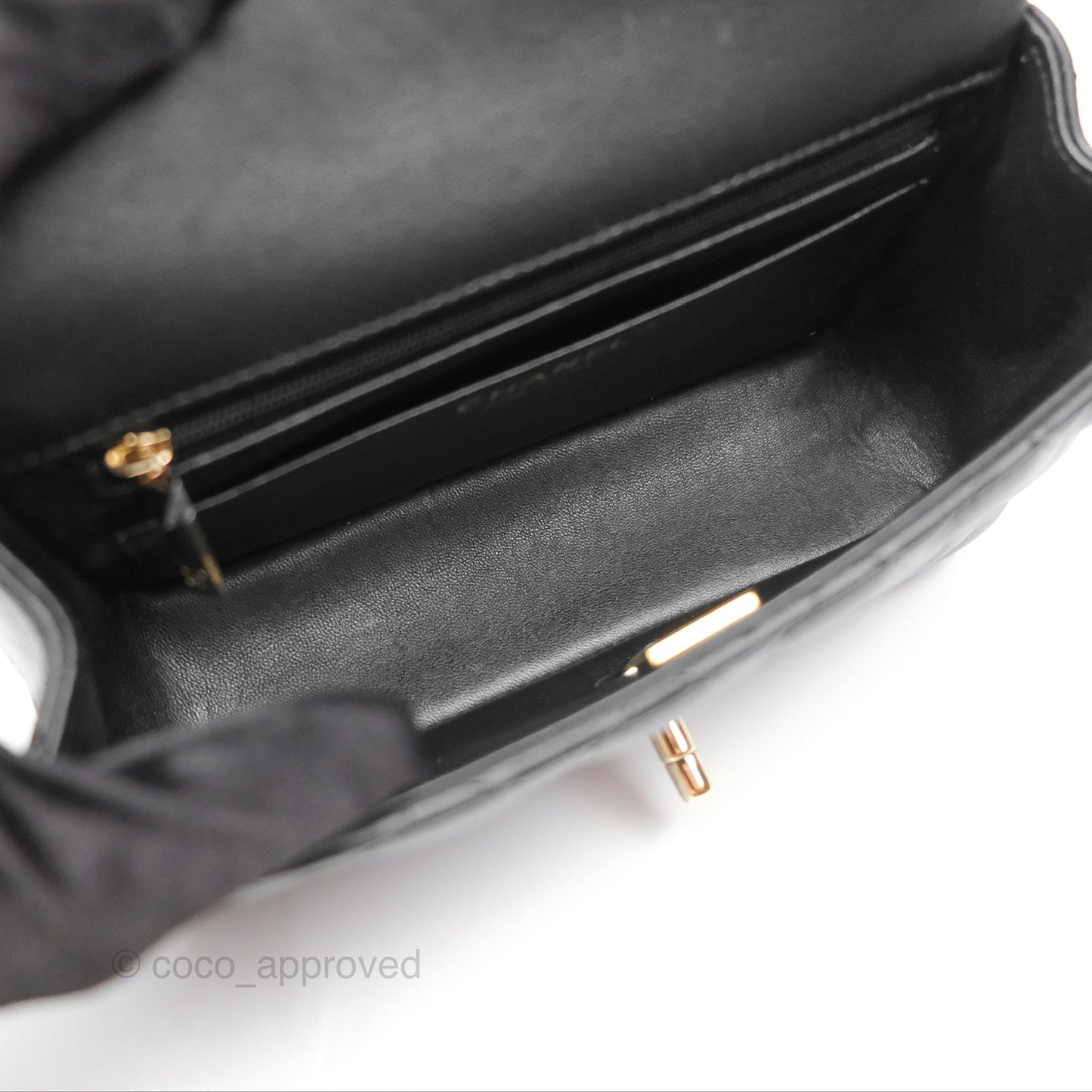 Chanel Top Handle Mini Rectangular Flap Bag Black Lambskin Gold Hardware